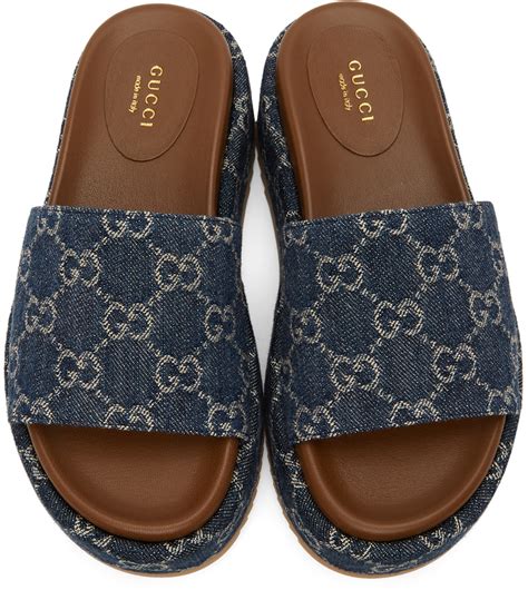 gucci denim sandals|gucci denim platform sandals.